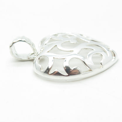 MILOR 925 Sterling Silver Vintage Italy Ornate Heart Pendant