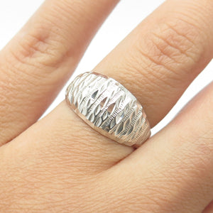 925 Sterling Silver Vintage Carved Dome Ring Size 7