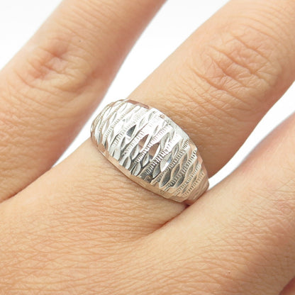 925 Sterling Silver Vintage Carved Dome Ring Size 7