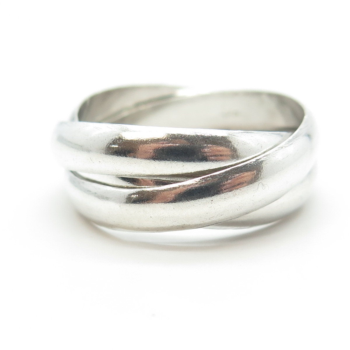 925 Sterling Silver Vintage Trinity Crossover Band Ring Size 12.5