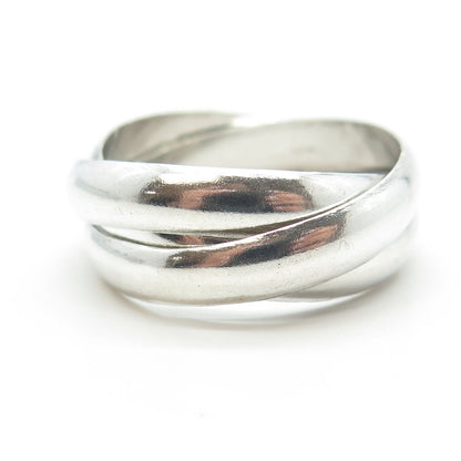 925 Sterling Silver Vintage Trinity Crossover Band Ring Size 12.5