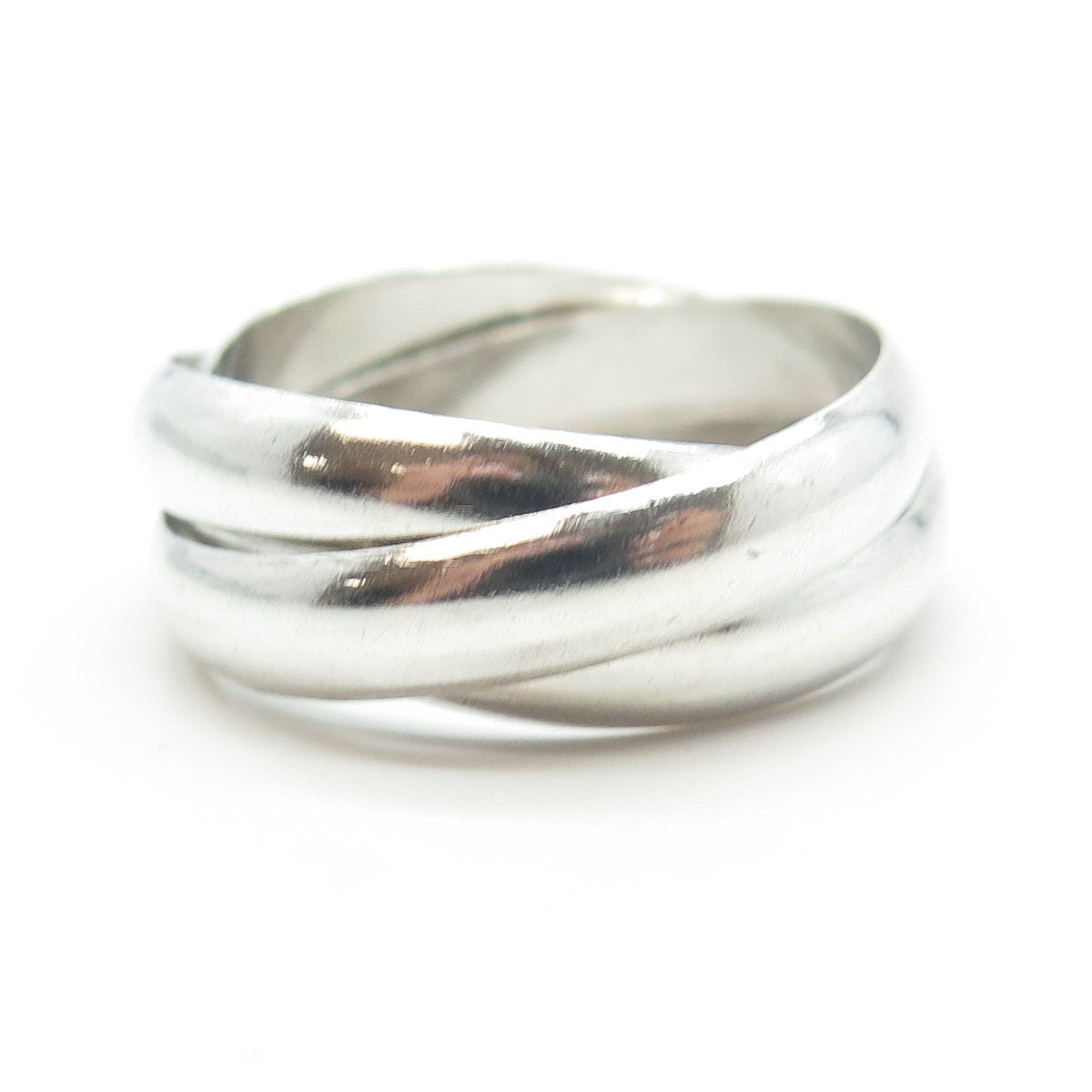 925 Sterling Silver Vintage Trinity Crossover Band Ring Size 12.5
