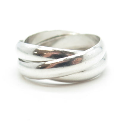 925 Sterling Silver Vintage Trinity Crossover Band Ring Size 12.5