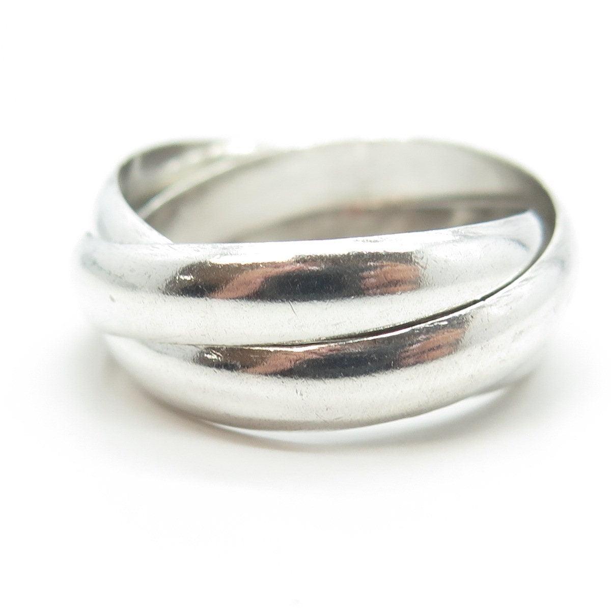 925 Sterling Silver Vintage Trinity Crossover Band Ring Size 12.5