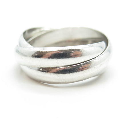 925 Sterling Silver Vintage Trinity Crossover Band Ring Size 12.5