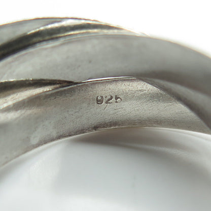 925 Sterling Silver Vintage Trinity Crossover Band Ring Size 12.5