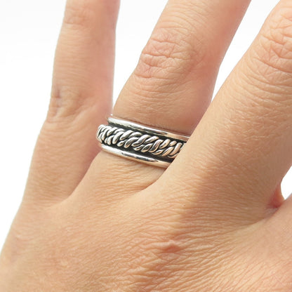 925 Sterling Silver Antique Art Deco Mexico Wicker Band Ring Size 6.5