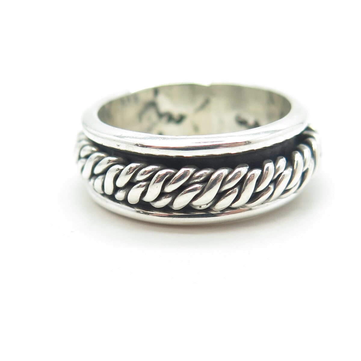 925 Sterling Silver Antique Art Deco Mexico Wicker Band Ring Size 6.5