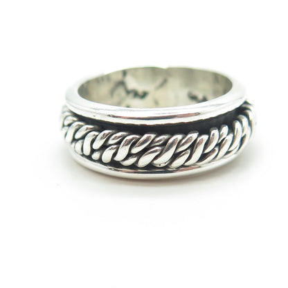 925 Sterling Silver Antique Art Deco Mexico Wicker Band Ring Size 6.5