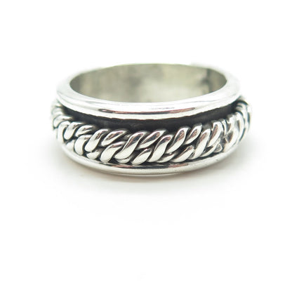 925 Sterling Silver Antique Art Deco Mexico Wicker Band Ring Size 6.5