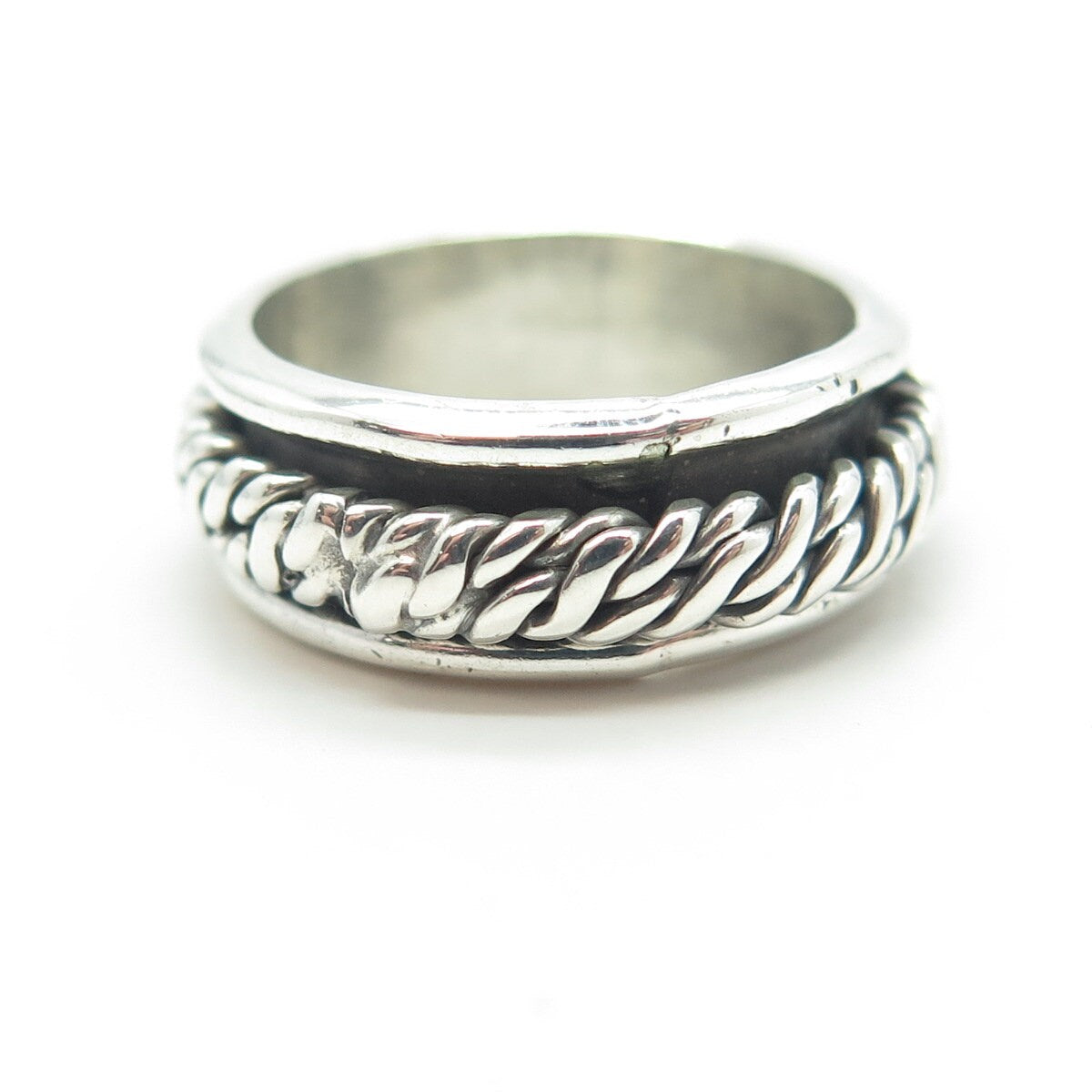 925 Sterling Silver Antique Art Deco Mexico Wicker Band Ring Size 6.5