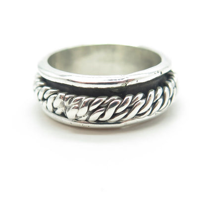 925 Sterling Silver Antique Art Deco Mexico Wicker Band Ring Size 6.5