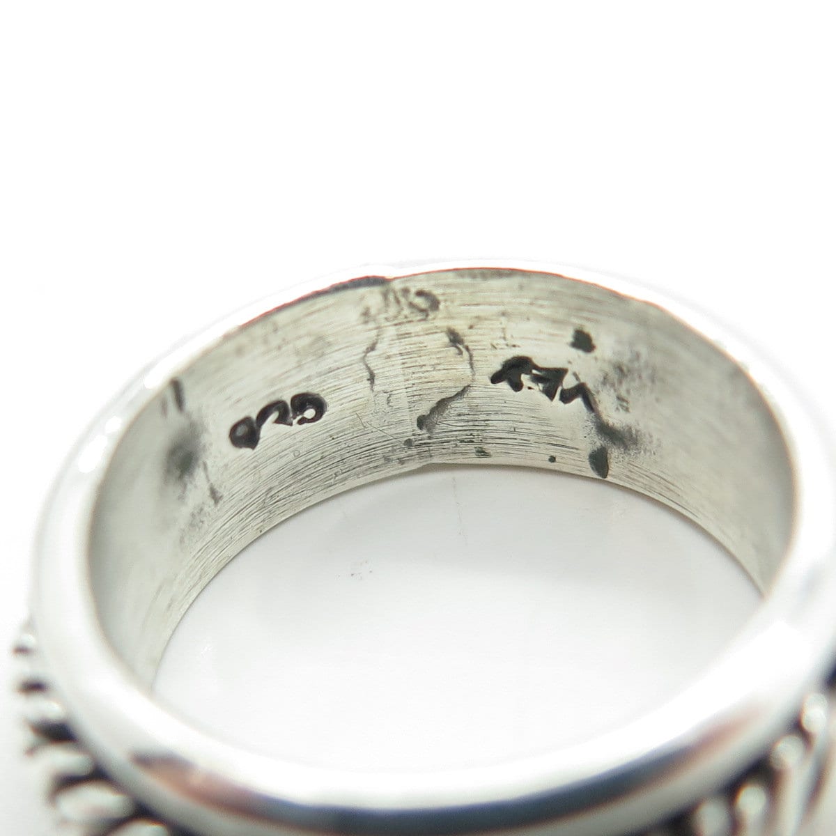 925 Sterling Silver Antique Art Deco Mexico Wicker Band Ring Size 6.5