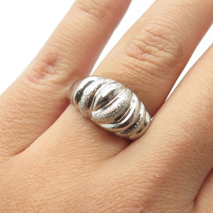 925 Sterling Silver Vintage Ribbed Domed Ring Size 6.75