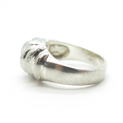 925 Sterling Silver Vintage Ribbed Domed Ring Size 6.75