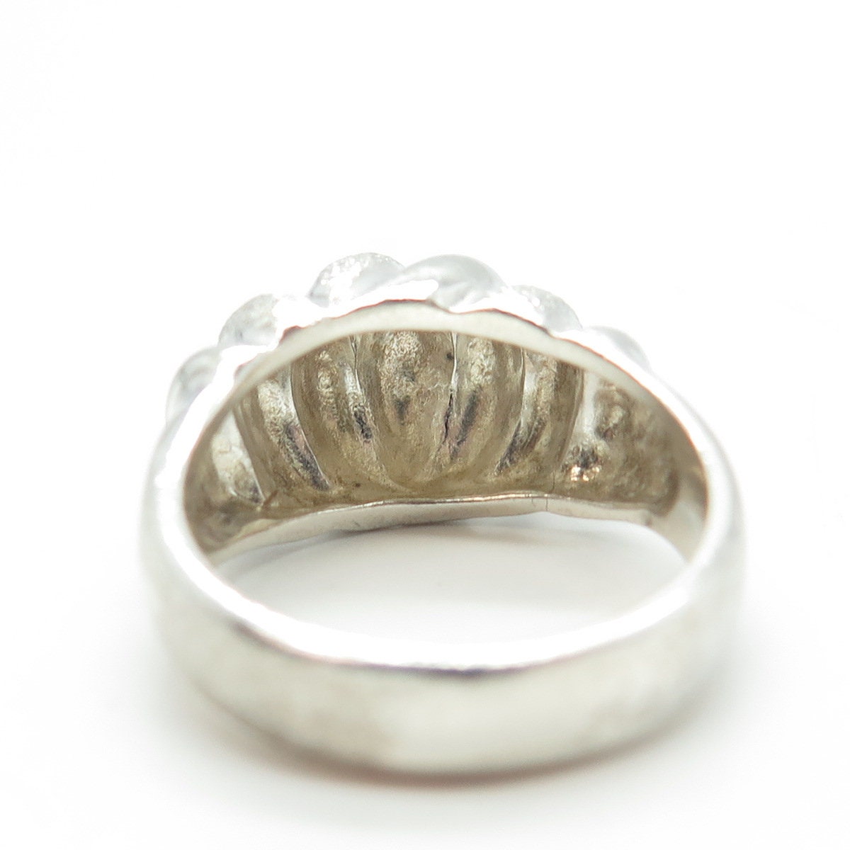 925 Sterling Silver Vintage Ribbed Domed Ring Size 6.75