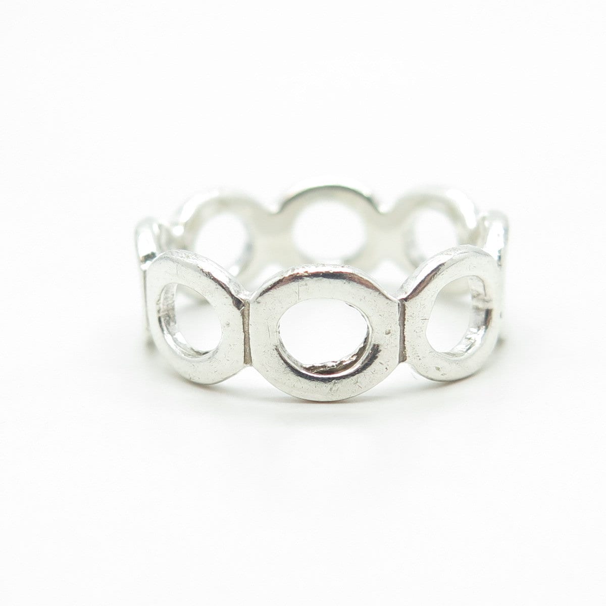 925 Sterling Silver Vintage Circle Band Ring Size 8.25