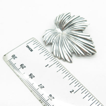 JEWELART 925 Sterling Silver Antique Art Deco Textured Leaf Pin Brooch
