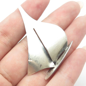 BEAU 925 Sterling Silver Vintage Modernist Sailboat Pin Brooch
