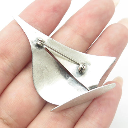 BEAU 925 Sterling Silver Vintage Modernist Sailboat Pin Brooch