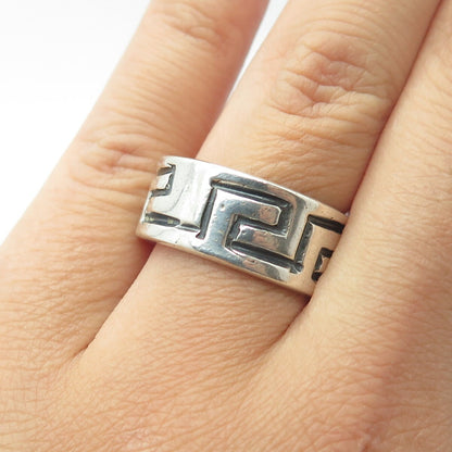 925 Sterling Silver Vintage Mexico Maze Band Ring Size 8.75