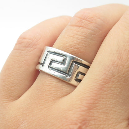 925 Sterling Silver Vintage Mexico Maze Band Ring Size 8.75