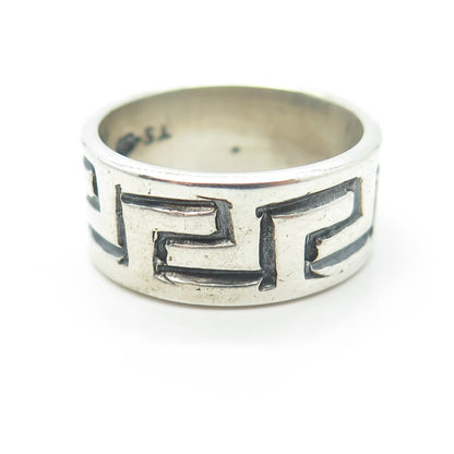 925 Sterling Silver Vintage Mexico Maze Band Ring Size 8.75
