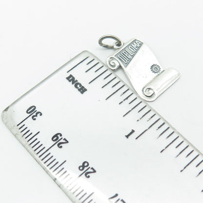 BEAU 925 Sterling Silver Vintage Diploma Graduation Pendant