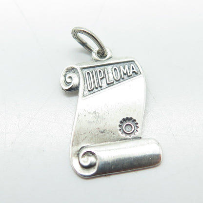 BEAU 925 Sterling Silver Vintage Diploma Graduation Pendant