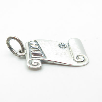BEAU 925 Sterling Silver Vintage Diploma Graduation Pendant