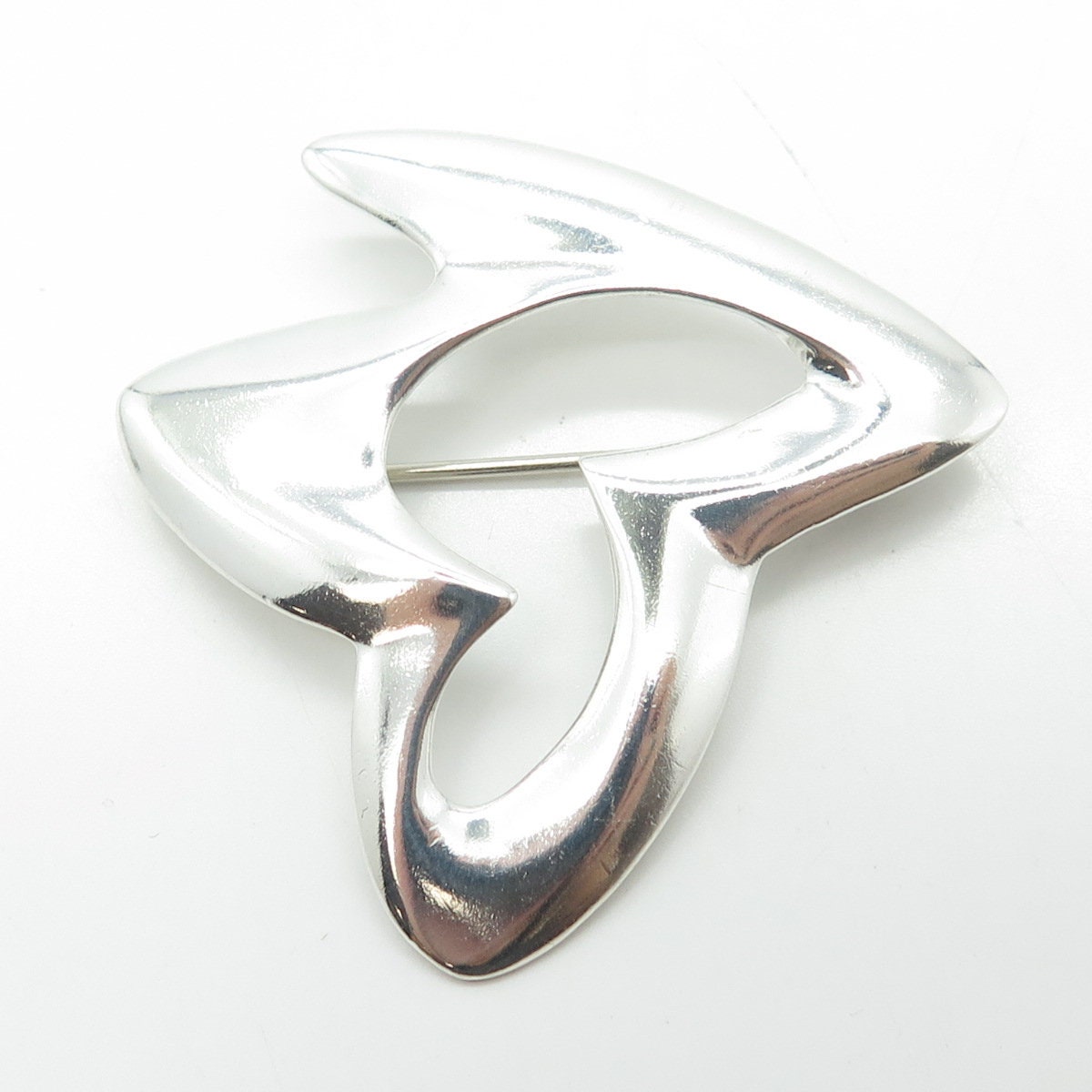 925 Sterling Silver Vintage Modernist Handmade Pin Brooch