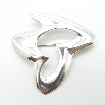 925 Sterling Silver Vintage Modernist Handmade Pin Brooch