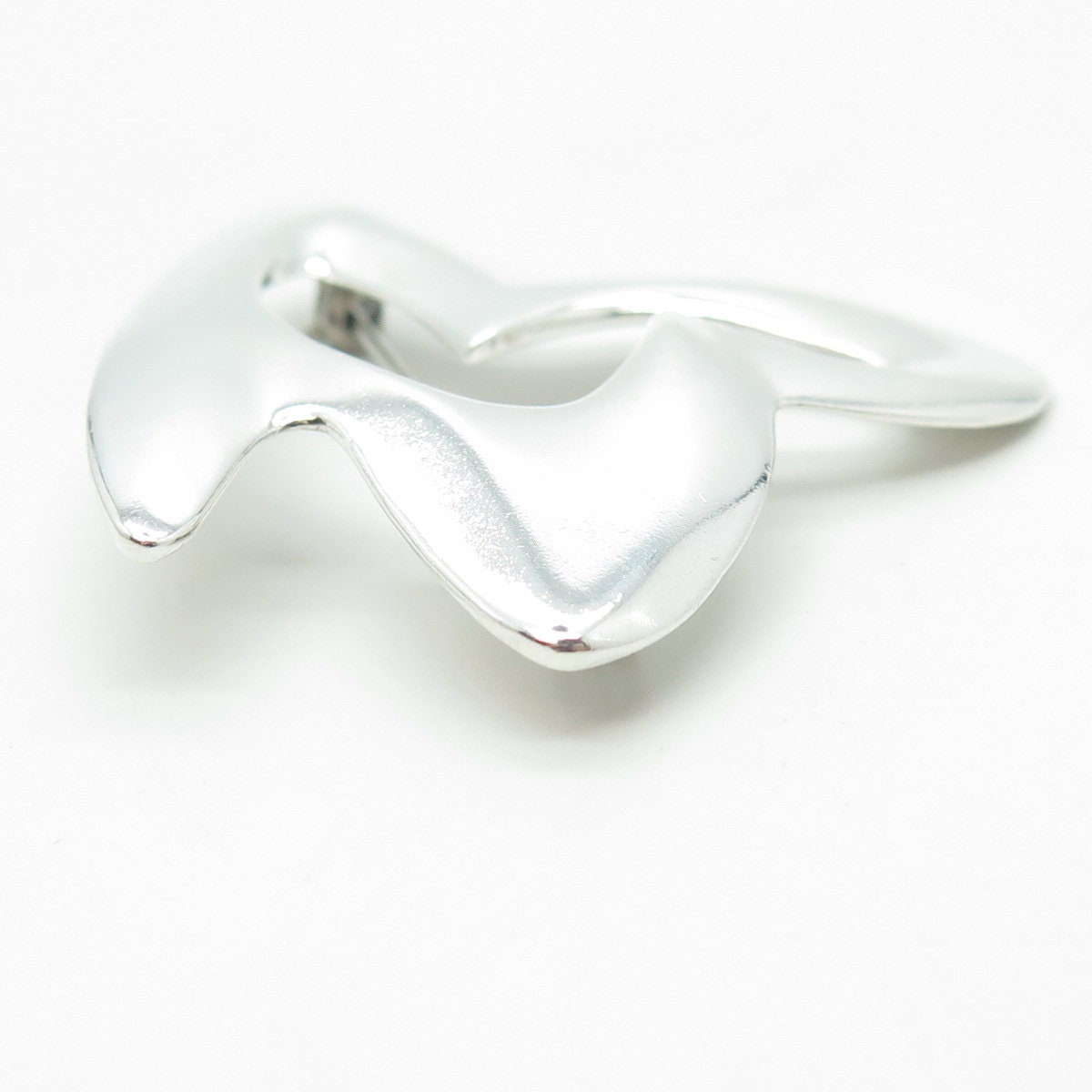 925 Sterling Silver Vintage Modernist Handmade Pin Brooch
