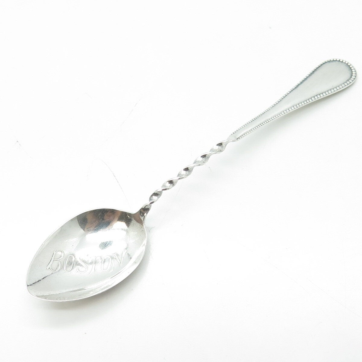 925 Sterling Silver Antique Art Deco Boston Twisted Coffee Spoon