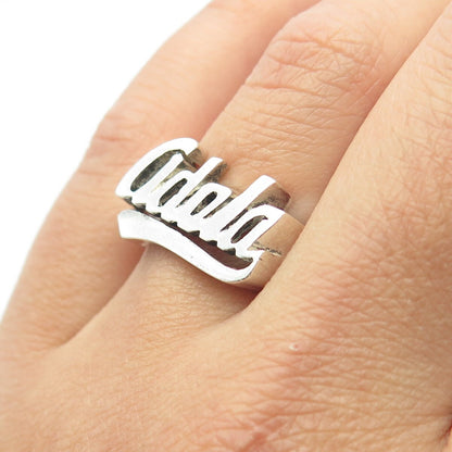 925 Sterling Silver Vintage "Adela" Name Ring Size 7.25