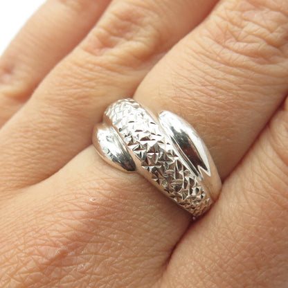 925 Sterling Silver Vintage Modernist Diamond-Shaped Ring Size 7.75