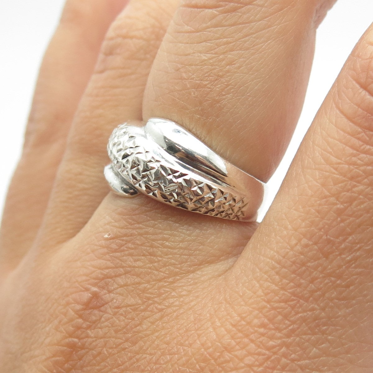 925 Sterling Silver Vintage Modernist Diamond-Shaped Ring Size 7.75