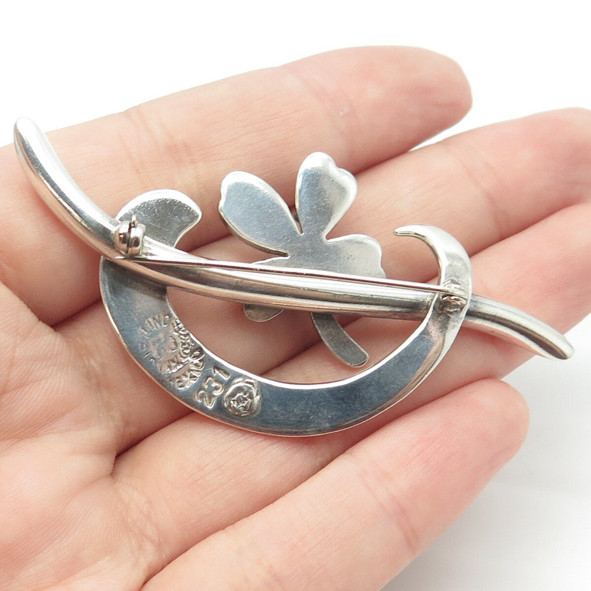 925 Sterling Silver Vintage Mexico Floral Blossom Pin Brooch