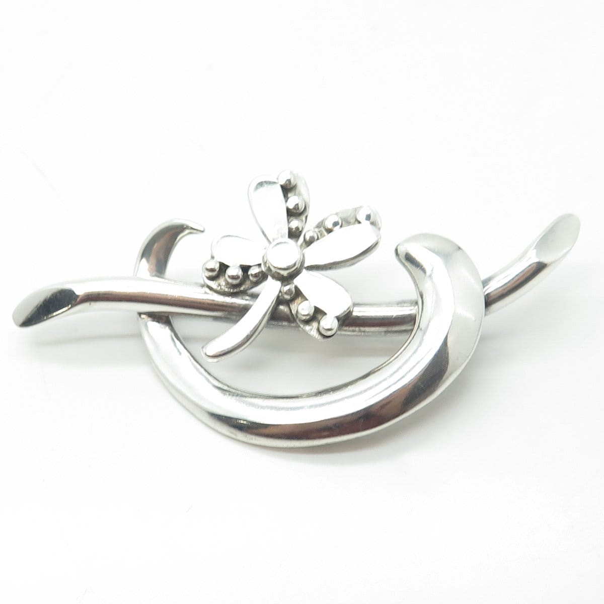 925 Sterling Silver Vintage Mexico Floral Blossom Pin Brooch