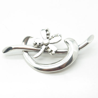 925 Sterling Silver Vintage Mexico Floral Blossom Pin Brooch