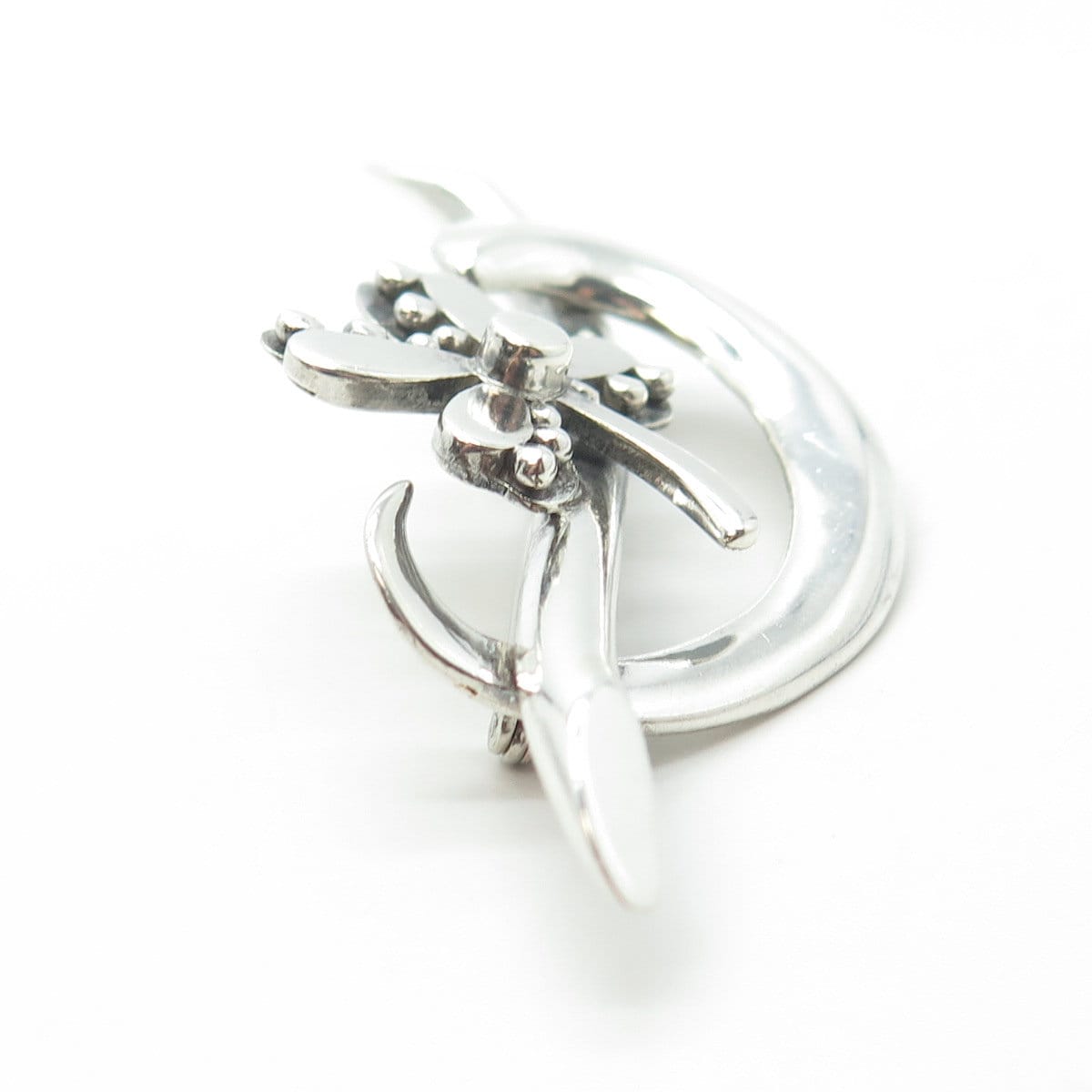 925 Sterling Silver Vintage Mexico Floral Blossom Pin Brooch