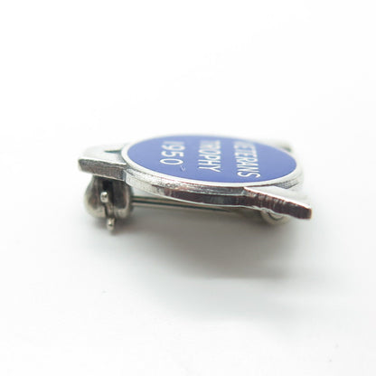 925 Sterling Silver Vintage Enamel Veterans Trophy - 1950 Pin Brooch