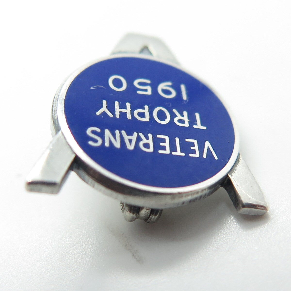 925 Sterling Silver Vintage Enamel Veterans Trophy - 1950 Pin Brooch