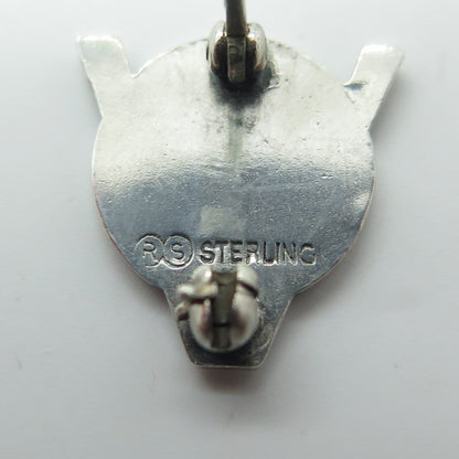 925 Sterling Silver Vintage Enamel Veterans Trophy - 1950 Pin Brooch