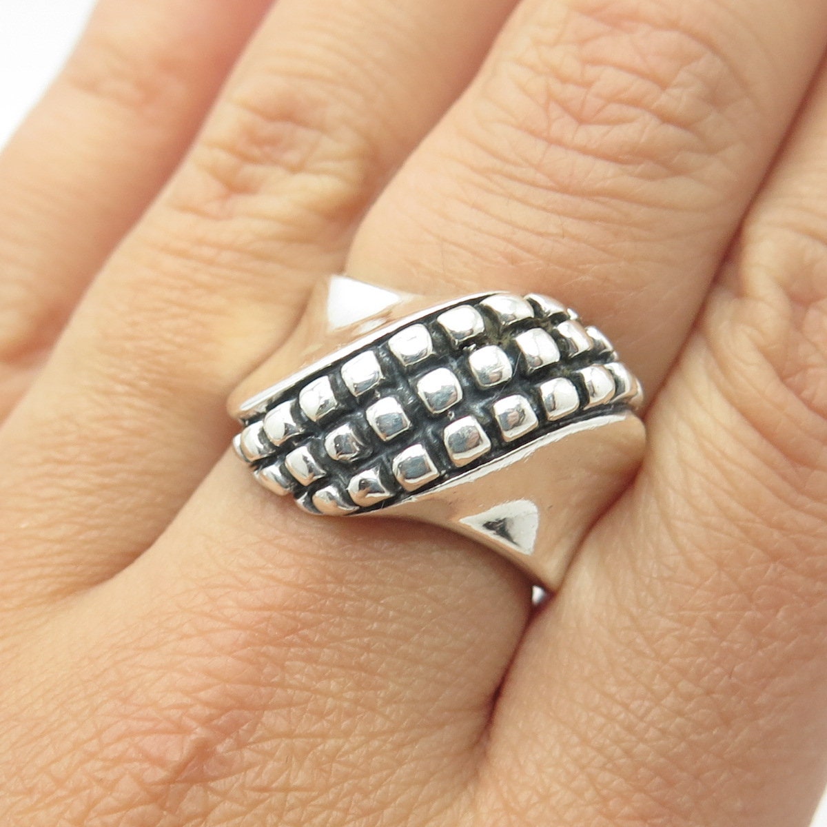 925 Sterling Silver Vintage Crocodile Modernist Ring Size 7.75
