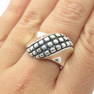 925 Sterling Silver Vintage Crocodile Modernist Ring Size 7.75