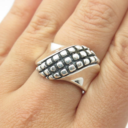 925 Sterling Silver Vintage Crocodile Modernist Ring Size 7.75