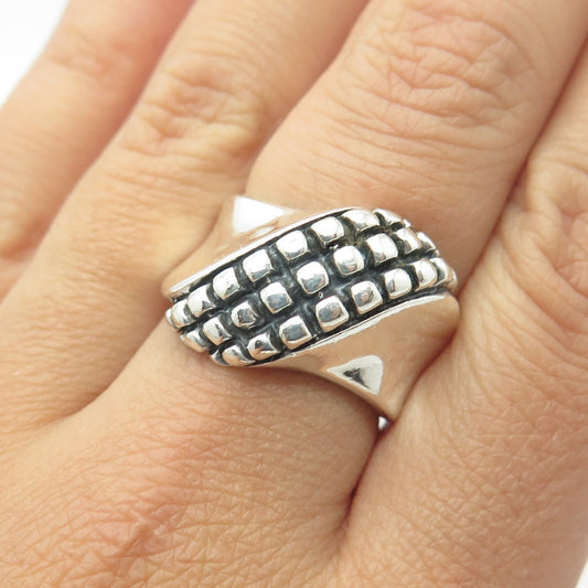 925 Sterling Silver Vintage Crocodile Modernist Ring Size 7.75