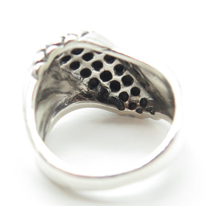 925 Sterling Silver Vintage Crocodile Modernist Ring Size 7.75