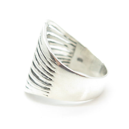 925 Sterling Silver Vintage Modernist Multi-Row Ring Size 8.75